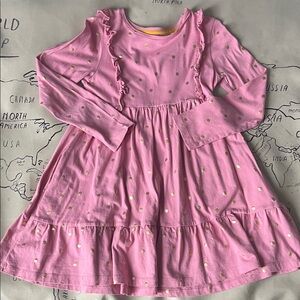 Mini Boden Pink Dress with Gold Polka Dots